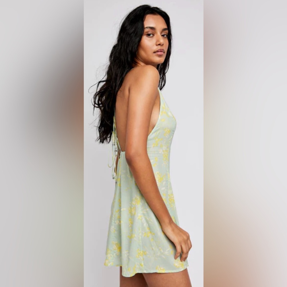 Free People “In Control” Mini Dress Sage Combo Sz S NWT $60